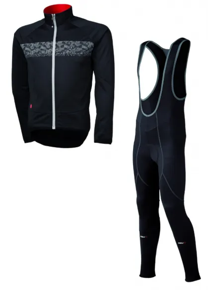 Agu Inverno light fietsbroek met zeem + Nova hivis jacket zwart heren