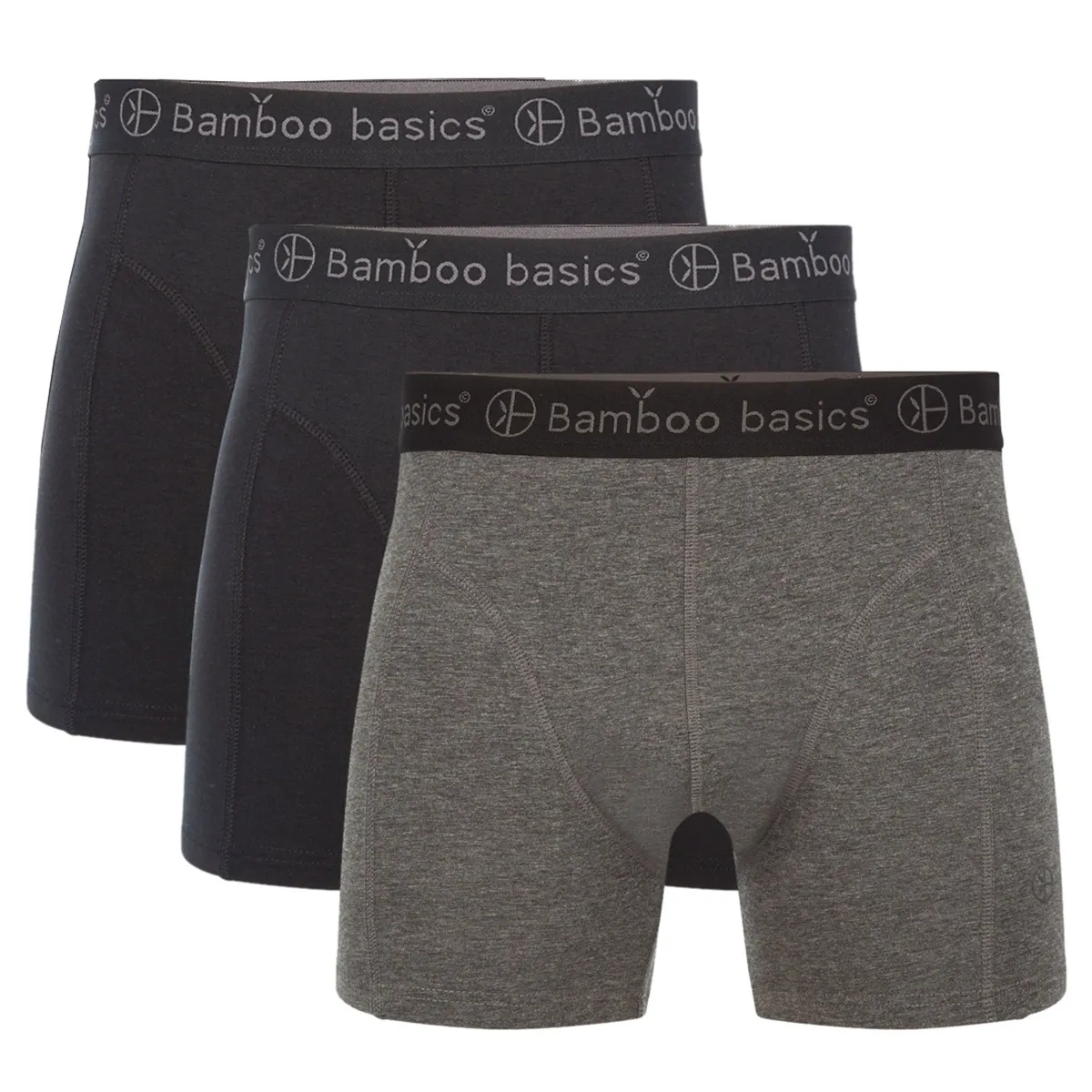 BOXERSHORT BAMBOO BASICS MEN RICO BLACK GREY (3DELIG)