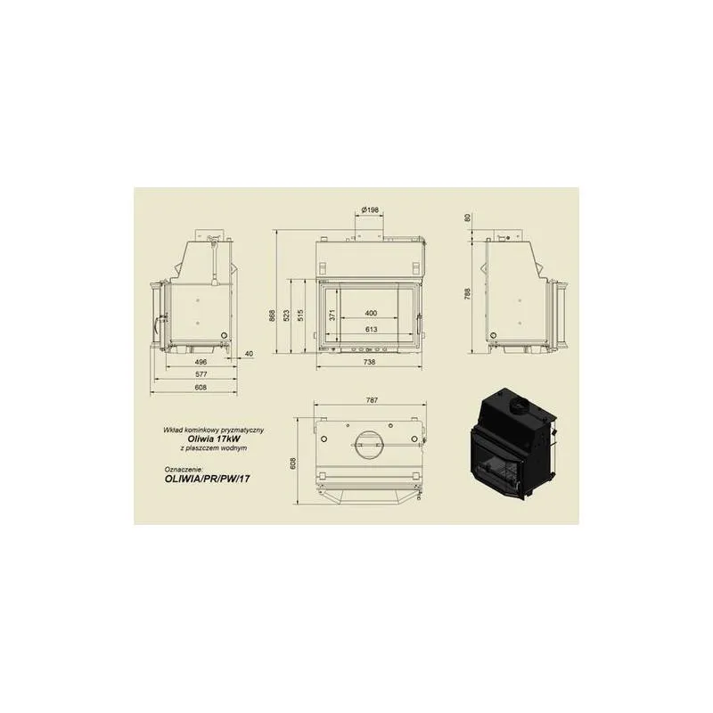 Chimenea calefactora Kratki Oliwia PW 17 17 Kw