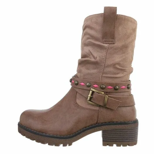 DAMES ENKELLAARZEN / BIKER BOOTS LAARSJES  BRUIN