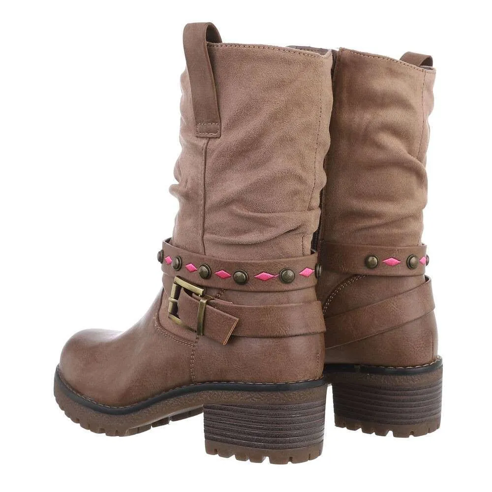 DAMES ENKELLAARZEN / BIKER BOOTS LAARSJES  BRUIN