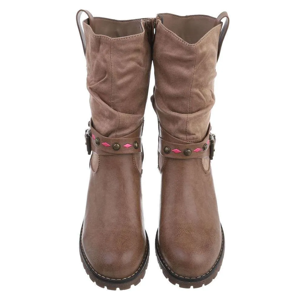 DAMES ENKELLAARZEN / BIKER BOOTS LAARSJES  BRUIN