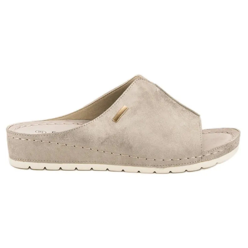 Goodin Gouden pantoffels bruin geel