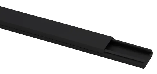KABELGOOT 20X10 MM, MET AFNEEMBAAR DEKSEL EN KLEEFSTRIP, 2 METER, ZWART