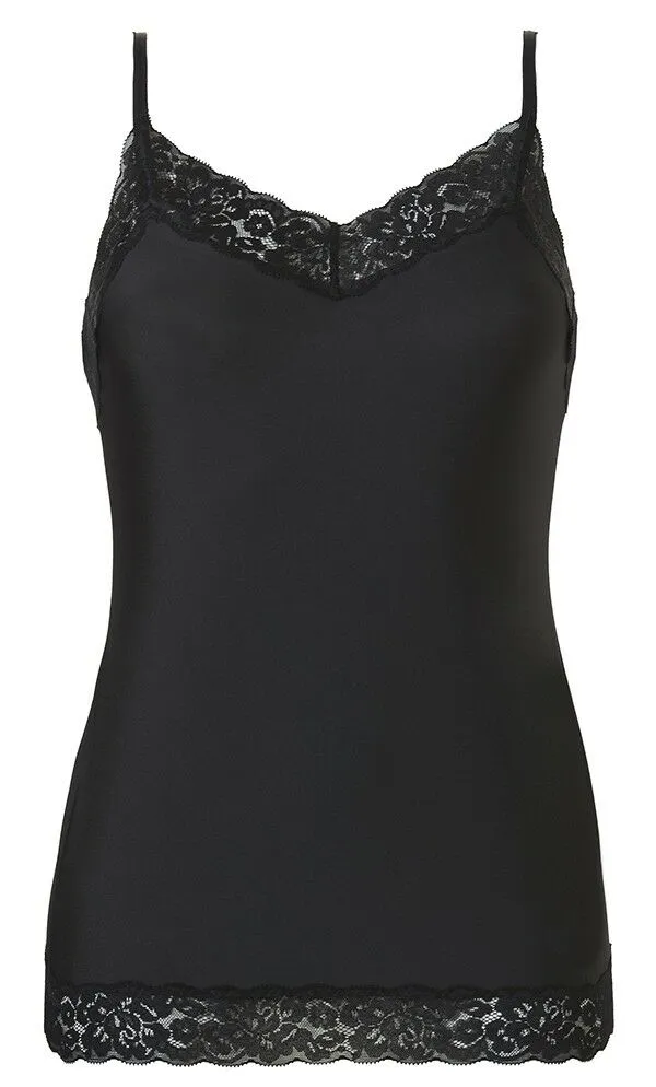   Ten Cate Secrets Dames Spaghetti Top Met Kant Zwart    