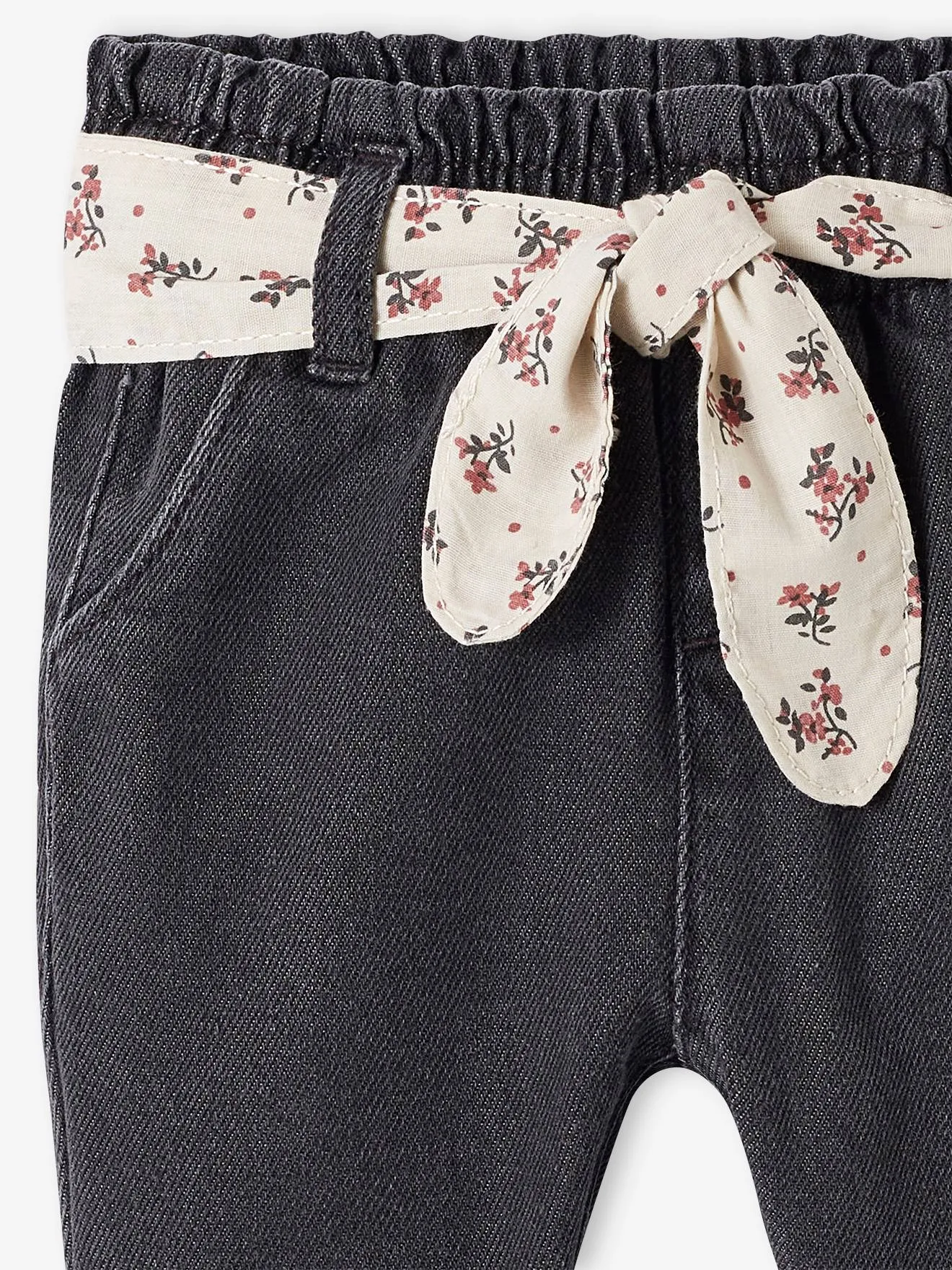 VERTBAUDET  BABYJEANS MET STOFFEN RIEM  ONBEWERKT DENIM